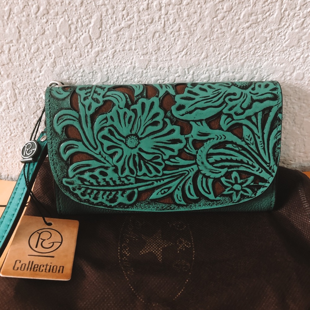 Western turquoise clutch purse